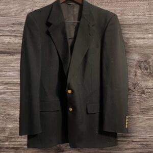Austin Reed Exclusive Classic Black Blazer with Gold Buttons Sz 43R Flaw